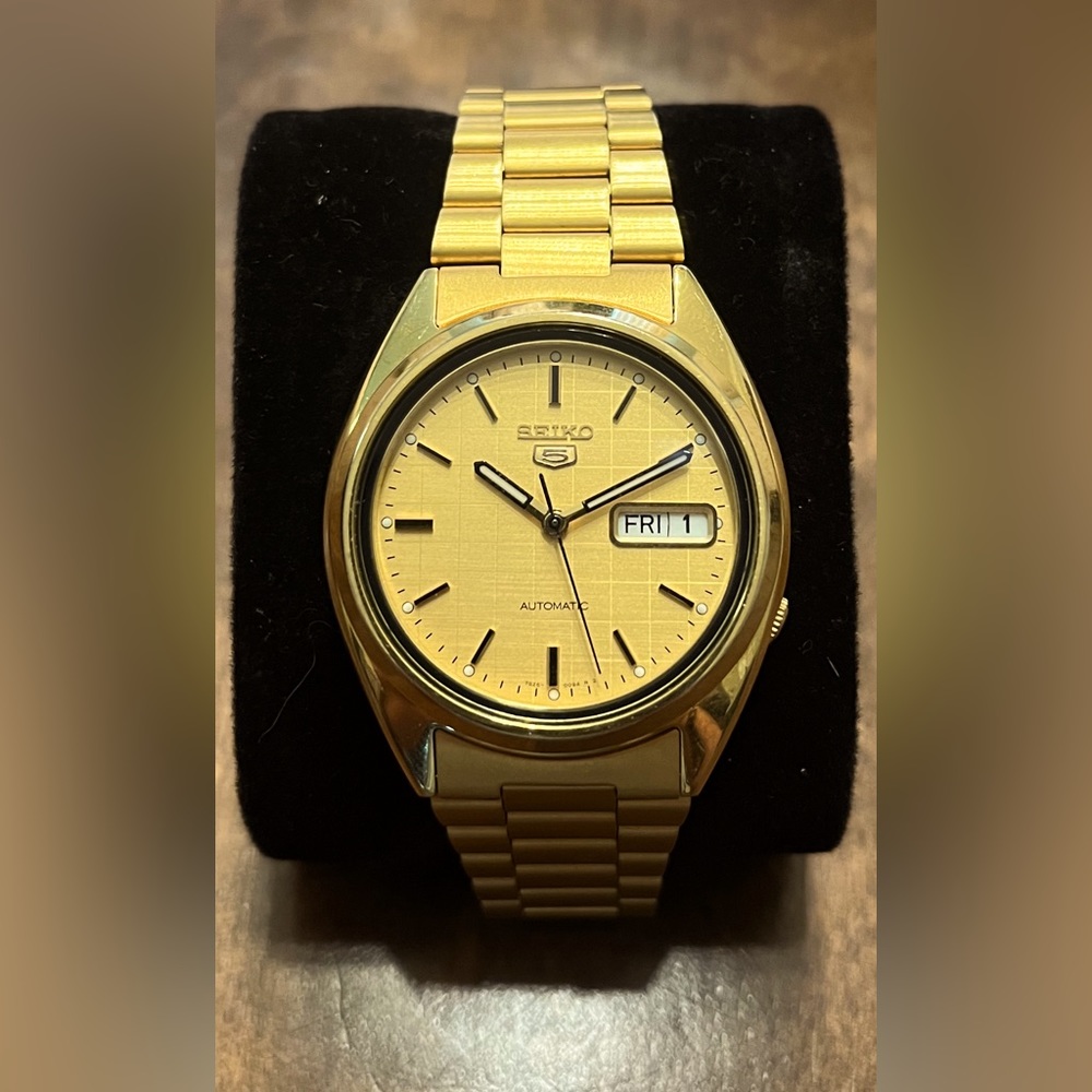 Seiko 5 Sports Automatic Men's Watch 37mm 7S26-0480 Gold Dial NWOT